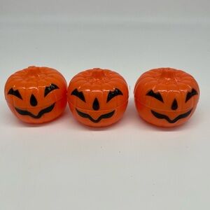 Lot of 3 Vtg Spearhead Halloween Jack O Lantern Candy Containers 1995 Pumpkin